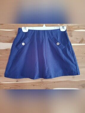 Lilly Pulitzer Navy A-Line Mini Skirt with Button Tabs